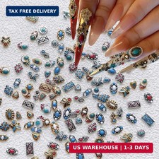 50Pcs Colorful Rock Nail Charms Retro Metal Bohemia Nail Art Charms Retr picture