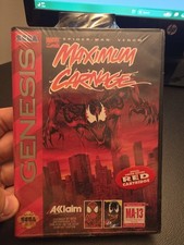Spider-Man and Venom: Maximum Carnage RED CARTRIDGE (Sega Genesis, 1994) CIB picture