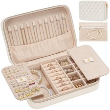 Lolalet Travel Jewelry Case for Women Girls -Medium, White picture