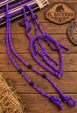 Bosal Riendas Morado/Blanco Charras Purple/Black Horse Halter/Lead Rope picture