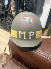WWII M1 Helmet Shell Hand-Painted 82nd Airborne MP Military Police picture