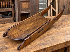 ANTIQUE Primitive WOODEN SLED BEAUTIFUL Tiger Maple Wood Winter Decor picture