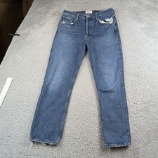 AGOLDE Jeans Women 29 Blue Riley High Rise Straight Crop Stretch Denim Buttonfly picture