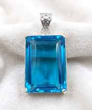Blue Topaz Gemstone Handmade 925 Sterling Silver Jewelry Pendant 2.0