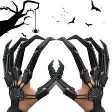 Halloween Articulated Fake Fingers Skeleton Hand Glove Realistic Horror Claw Cos picture