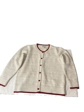 Cold water Creek Cute As A Button Cardigan Sweater Ivory Red Heart Buttons Med  picture
