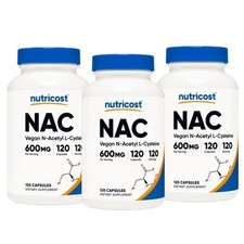 3 bottles Nutricost NAC 600mg N-Acetyl L-Cysteine 120 Vegan Capsules NEW picture