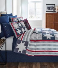Cremieux Miller Patriotic Americana 100% Cotton King Quilt Mini Set - NWT picture