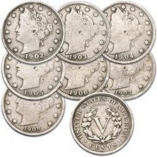 USA 1883-1912 Liberty Head Barber Nickels Coin VG or Better Lot of 7 Random Date picture