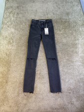 Zara Trafaluc Jeans Womens Size 2 Skinny Distressed Black High Rise Stretch F301 picture