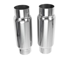 Universal Exhaust Muffler Resonator 3'Inlet/3'Outlet Single Stainless Steel 2pc picture