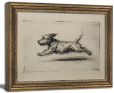 Vintage Gold Framed Wall Art Antique Terrier 11