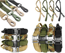 Leash + Collar Heavy Duty K9 Tactical Training Pet Dog Metal Buckle M, L, XL New picture
