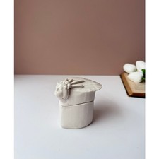 Handmade Studio Pottery Heart Shaped Lidded Box | Sculpted Face Design picture