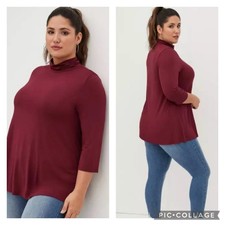 Torrid 0 Super Soft Burgundy Super Soft Knits Turtleneck Plus Size Large picture