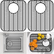 TOOVEM 2Pcs Kitchen Sink Mats Non-Slip Heat Resistant Silicone Folding Sink Mat picture