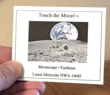 Genuine Moon Rock Mini-Museum Display. Lunar Meteorite. Stand. Authenticity Card picture