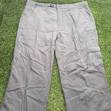 prAna Stretch Zion Cargo Hiking Pants Gray Mens XXLx32 Snap Cuff Belted picture