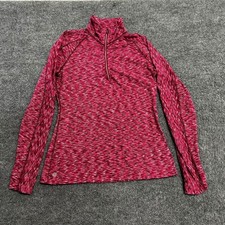 Athleta Pullover Womens Size M Pink Space Dye Quarter Zip Athletic Thumbholes picture