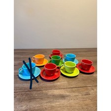 Fiesta Homer Laughlin Rainbow Coffee Cup & Saucer Set 14 Pc Vintage USA picture