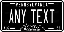Philadelphia Pennsylvania Black Skyline License Plate Tag For Auto ATV Bike  picture