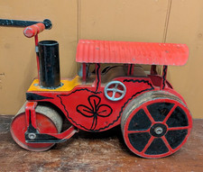 Antique Ride On Keystone Steam Roller 60 Toy Working Nice VTG Folk Art Painting picture