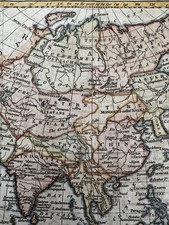 Asia Arabia to China India Korea c. 1790-1810 hand color engraved antique map picture