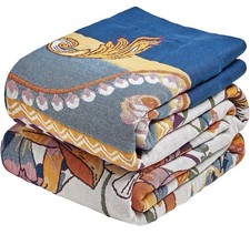 MSGKV Boho Queen Throw Blanket 90x90” Summer Cotton Victoria Floral Gorgeous picture