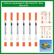 20 Pack 0.5ml 31G Syringes - Individually Sealed, Perfect for Experiments picture