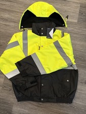 HIGH VISIBILITY INSULATED HI VIS REFLECTIVE ROAD WORK SAFETY BOMBER JACKET COAT picture