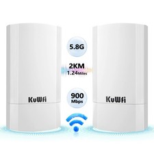 KuWFi 5.8G Point to Point Outdoor WiFi Bridge,900Mbps Network Wireless Ethern... picture