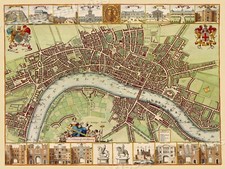 London 1680's Interesting Historic Old City Map - 24x32 picture