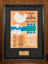 Authentic 1969 Woodstock Saturday Ticket Framed w/ Repro Poster 28x38 picture