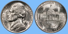1945 P Jefferson Nickel ~ BU UNCIRCULATED ~ 35% Silver 5c US Coin ~ World War 2 picture