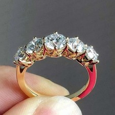 3Ct Round Cut Lab Created Diamond Women's Wedding Ring 14K Yellow Gold Plated picture