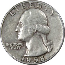 1958 D Washington Silver Quarter Circulated 25c Coin Collectible picture