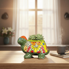 Small Talavera Turtle Planter | Hand-Painted Mexican Pottery picture