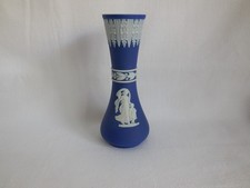 Antique Wedgwood (only) c1890 Cobalt Blue Dip Jasperware Vase With Chip picture