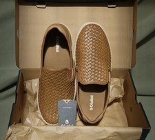 OluKai Lae‘ahi Lauhala Men's US 11.0 Woven Leather Shoes Fox Brown New In Box picture