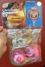 Vintage 1979 Walco Pink Radiance Sequin Bead Christmas Ornament Kit NOS picture