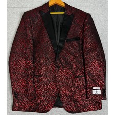 NEW Kilburne & Finch Blazer Men 50L Red Black Metallic Jacquard Tuxedo picture