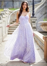 VIOLET WEEKEND JUNIORS' SEQUIN PEARL CORSET GOWN- LILAC, SIZE-17/18 picture