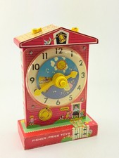 Vintage 1968 Fisher Price Music Box Teaching Clock No 998 Working Read Condition picture