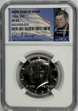 1964 NGC PF67 PROOF Silver Kennedy Half Dollar JFK Coin First Year Of Issue 50c picture