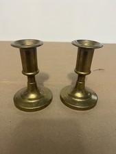 Vintage Pair Brass Candlestick Holders Italy 3.5” Taper Candle Holders picture