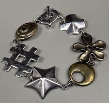 RLM STUDIO 925 Sterling Silver Brass Symbol Link Bracelet Robert Lee Morris Moon picture