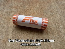 5 Bank Rolled Washington Quarters Circulated First State Bank RARE Silver Errors picture