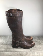 Womens FRYE 77609 Veronica Slouch Brown Leather Riding Booties Boots Size 7 B picture