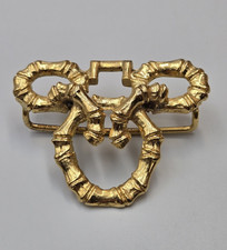 Vintage Mimi Di N 1975 Gold-Tone Bamboo Motif Belt buckle Costume Jewelry lt380 picture