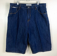 Rocawear Men’s Blue Cotton Denim Shorts Button Fly 5-Pocket Logo Rivets picture